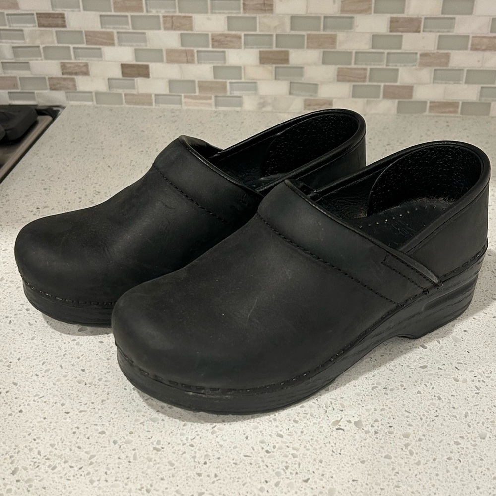 Dansko Matte Black Slip-On Clogs - Picture 2 of 4